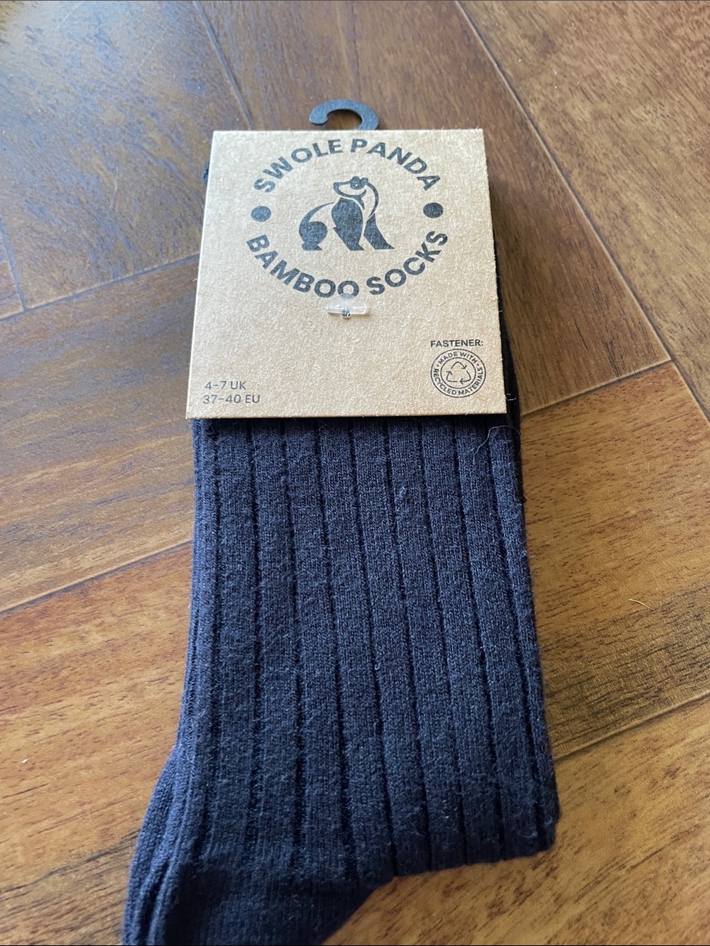 Black Bamboo Ribbed Crew Socks - Men's